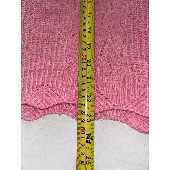 Barbie Pink Cable Knit Scallop Hem  Women's XL long sleeve Sweater - Picture 8 of 13